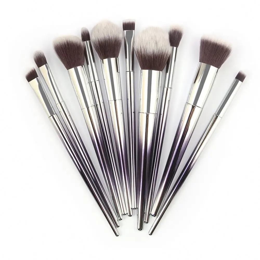 DX 10PCS 2020 Hot Selling Custom Label Rose gold Makeup Brush set customized logo wholesale Foundation Flat Powder Blush Brush