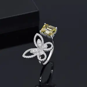 2020 mulheres da moda jóias anel de prata projeto 18k banhado a ouro 925 prata esterlina cz anéis de diamante borboleta
