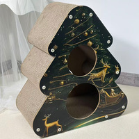 Tour à gratter pour chat en carton ondulé à trois niveaux avec surface de grattage surélevée et maison pour chat, pour chats d'intérieur et chatons, OEM