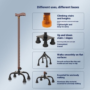 Bastón Telescópico de Aleación de Aluminio con Altura Ajustable y Cuatro Ruedas para Rehabilitación de Ancianos - Product Image 2