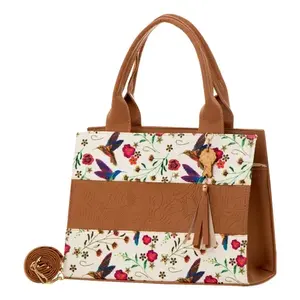 Bolso de mano de algodón para mujer Fana Danae, tamaño mediano, con estampado floral, para viajes de negocios - Product Image 1