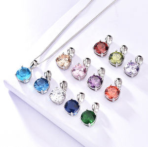 Ciondolo Rotondo in Argento Sterling S925 con Zirconia Cubica Colorata, Charm per Collana, Gioielli di Moda - Product Image 1