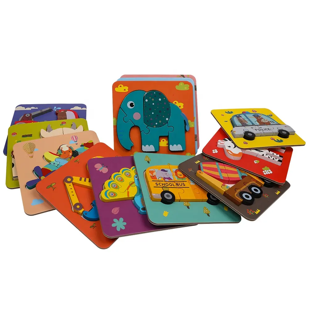 Jigsaw Puzzle Kayu 3d Desain Baru Laris 2021 untuk Mainan Anak Edukasi Dini
