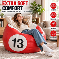 Fauteuil pouf en cuir PU imperméable, convertible en forme de billard, siège de canapé extra doux pour la lecture et les jeux