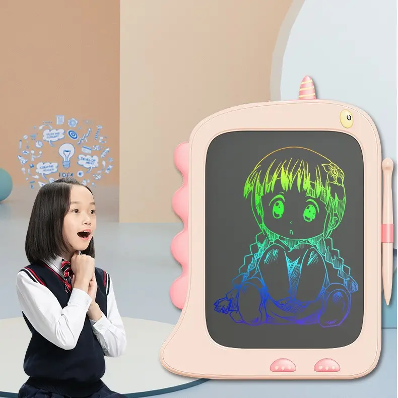 XRH yeni 8.5 inç karikatür çocuk yazma ve çizim kurulu çocuklar için Lcd yazma tableti renk elektronik çizim kurulu dinozor