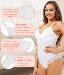 Intimo con scollo a V profondo in pizzo completo <span class=keywords><strong>Body</strong></span> a compressione taglie forti Shaper per corpo <span class=keywords><strong>modellante</strong></span> <span class=keywords><strong>modellante</strong></span> - Product Image 3