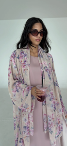 LEDUO Nueva llegada, abaya de chifón holgada de manga larga con estampado personalizado y frente abierto, estilo Dubái - Product Image 2