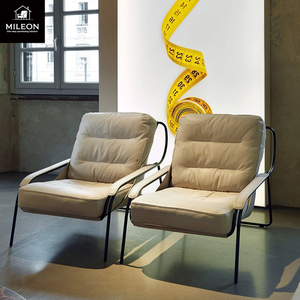 Silla muy sencilla de estilo italiano, modelo de Hotel moderno de cuero, diseñador de habitación, sillón de Metal <span class=keywords><strong>para</strong></span> sala de estar con forma especial Simple personalizado - Product Image 5