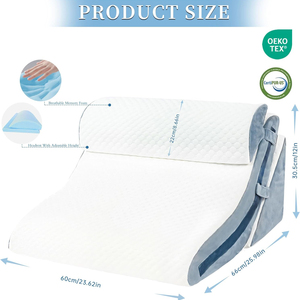 Oreillers de lit ajustables en mousse à mémoire de forme blanche, 3 pièces, <span class=keywords><strong>reflux</strong></span> acide, soulagement des douleurs dorsales, oreiller triangulaire incliné 3 en 1 - Product Image 2