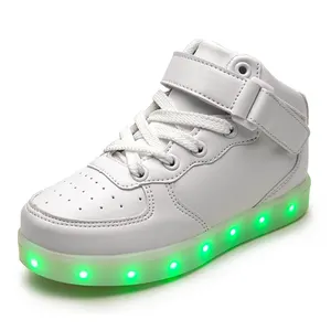 baby boys shoelaces lighted sport spider kids shoes with led sole monk-straps