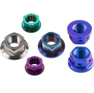 Hex Flange Nut Titanium Metal Insert Lock Nut M14 M4 M30 M5 M28 M15 M12x1.5 Gr5 Titanium Flange Nuts