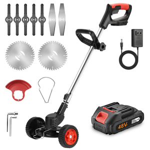 Cortacésped Eléctrico Inalámbrico Ligero de 120W 21V Grado Industrial, Desbrozadora Multifuncional <span class=keywords><strong>con</strong></span> Cuchilla de Acero y Caja Recolectora de Césped - Product Image 3