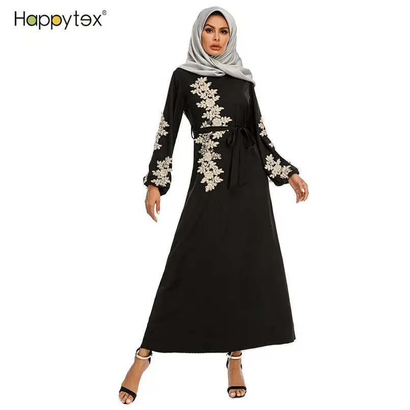2023 Dubai düz renk basit mütevazı islam uzun Trendy bayanlar nakış Abaya gelinlik müslüman günlük giyim için kemer