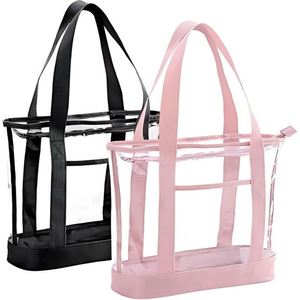 clear Tote <b>Bag</b>,Purse Handle with Zipper for <b>Work</b> Plastic Transparent See Through Women - Product Image 1