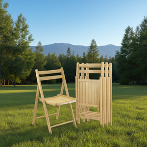 ชุดเก้าอี้พับไม้ธรรมชาติ 4 ตัว โรบิน สไตล์ชนบทสำหรับสวนกลางแจ้ง - Product Image 2