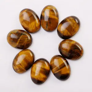 Wholesale 18x25mm natural tigerite eye stone oval flat back stone cabochon for jewelry accessories