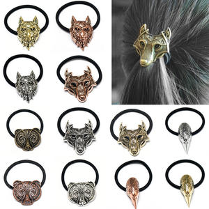 Élastique à cheveux rétro avec tête de loup et d'ours, bandeau réglable à motif animal pour femmes - Product Image 1