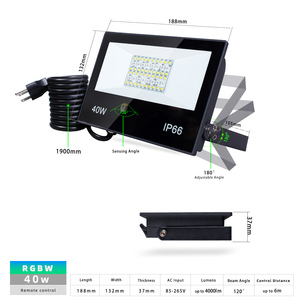 Đèn Pha Thay Đổi Màu <span class=keywords><strong>RGB</strong></span> 40W Đèn Pha <span class=keywords><strong>LED</strong></span> Ngoài Trời Chống Nước IP66 4 Chế Độ Bộ Nhớ Điều Khiển Từ Xa Cho Bữa Tiệc - Product Image 4