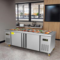 Bar à salade en acier inoxydable commercial Buffet Réfrigérateur Pizza Refroidisseur Sandwich Préparation Table Comptoir Refroidisseur