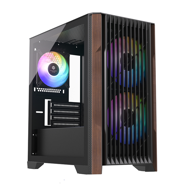 JNP New Factory Game Design Micro ATX Mid Tower PC Gaming Case Chassis Side Panel Window Supports 240mm Water Cooling Steel 12cm