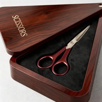 Boîte à ciseaux triangulaire en bois brillant avec insert en mousse découpée personnalisé pour ciseaux de coiffeur, barbier, salon, commémoratif, de luxe