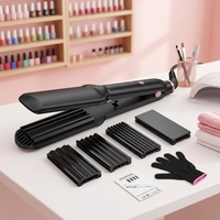 Peigne à cheveux électrique mini sans fil en céramique 4-en-1 avec traitement à la kératine interchangeable pour usage domestique et hôtelier