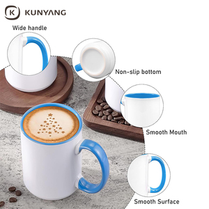 Taza de sublimación de polímero de cerámica, taza de café de cerámica con mango de color interior y color, tazas directos de fábrica <span class=keywords><strong>para</strong></span> <span class=keywords><strong>sublimar</strong></span>, 15oz - Product Image 2