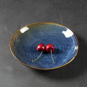 จานอาหารค่ำทรงกลมเซรามิกสีน้ำเงินขนาด 8 นิ้ว สไตล์ตะวันตก เคลือบสี สำหรับโรงแรมและร้านอาหาร - Product Image 6