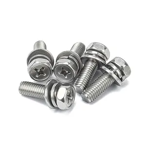 High Strength Carbon Steel Pan Hex Head Black Zinc 3 Combination Screws