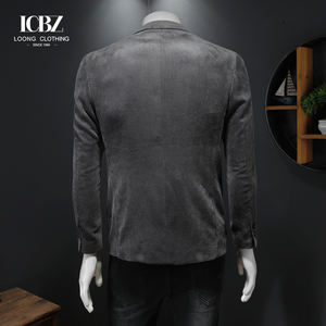 <span class=keywords><strong>Veste</strong></span> de tailleur rétro en velours côtelé pour hommes pour l'automne et l'hiver fermeture simple boutonnage grande taille haut décontracté une pièce - Product Image 4