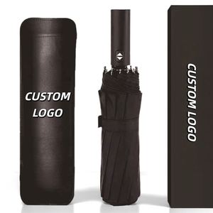 Custom logo Business Fully Automatic Travel Compact Windproof Lightweight Three Folding Strong Pongee Portable <b>Umbrella</b> Fold - Product Image 2