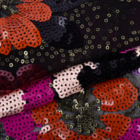 Tissu en dentelle brodé OEM/ODM personnalisé, respirant, tissé, à motifs floraux, coloré, avec paillettes, en polyester et élasthanne, pour robes de mariée/spéciales pour filles
