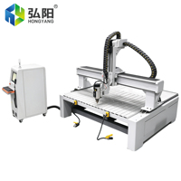 Routeur CNC à tête oscillante 4 axes HJS2612-S4 avec système ATC à engrenages pour la fabrication de moules de sculpture sur bois à surface courbe 3D