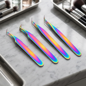 Juego de pinzas para pestañas Rainbow, puntas de precisión de acero inoxidable para extensión de pestañas - Product Image 2