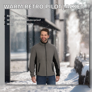 Custom Casual Winter Warm Padded <b>Pilot</b> Bomber <b>Jacket</b> Retro Windproof Waterproof Stand Collar Zipper. - Product Image 2