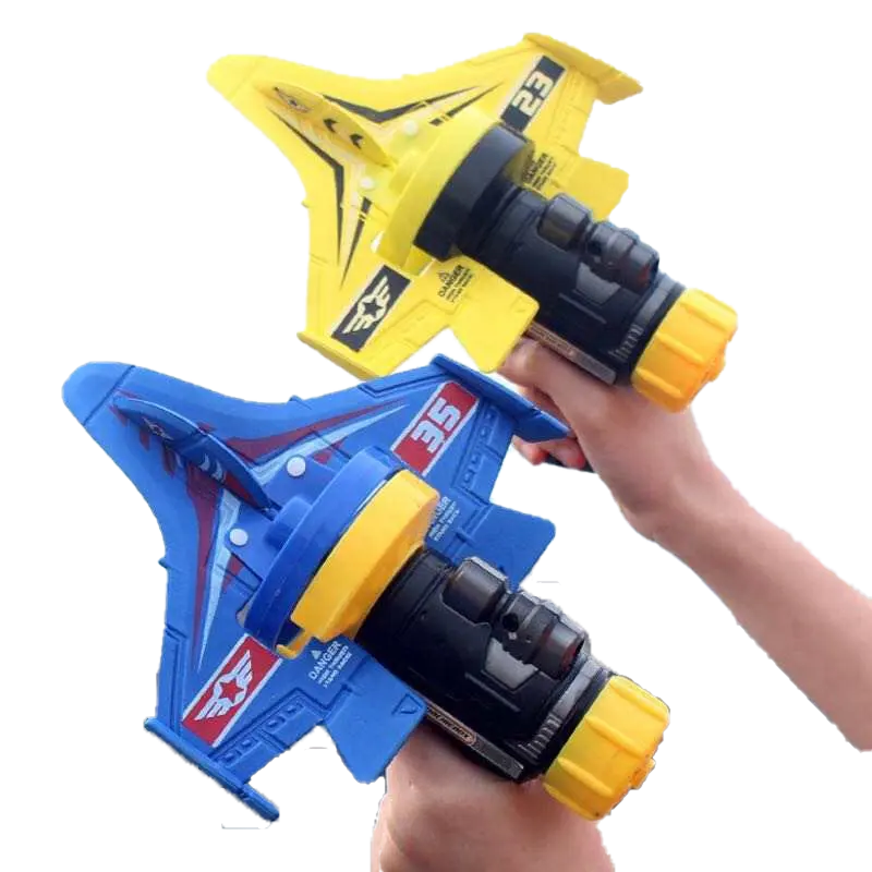 Hot selling EVA Aircraft launcher Cool catapult plane gun for Kids flying foam plane shooting gun plastic