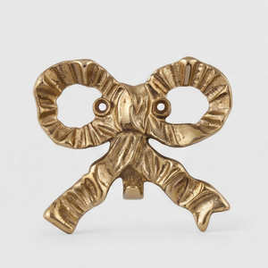 Vintage Brass <b>Wall</b> <b>Hook</b> with Bow Design Antique Finish For Clothing Storage And <b>Key</b> Organization Home Decor - Product Image 1