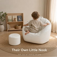 Fauteuil Poire Blanc OEM ODM avec Pouf Assorti, Siège Confortable pour Enfants, Chambre d'Enfant, Salle de Jeux, Vente en Gros
