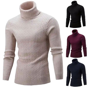 Pull à col roulé en tricot pour homme, coupe ajustée, chaud, élégant, à manches longues, décontracté, doux et confortable - Product Image 1