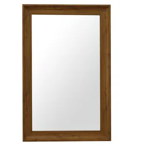 Espejo colgante rectangular para pared, marco de madera retro para decoración de sala de estar, dormitorio y baño, color marrón