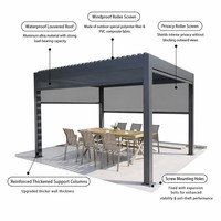 Kit de pergola en aluminium à toit à lamelles rétractables électriques, pare-soleil bioclimatique motorisé pour terrasse extérieure