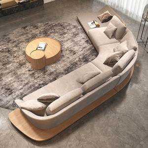 Sofá de Tela con Esquinas Curvas Extra Grandes, Diseño <span class=keywords><strong>Italiano</strong></span> Minimalista de Lujo para Villa y Apartamento en Edificio de Gran Altura - Product Image 3