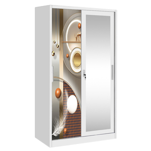 Armoire coulissante en acier de haute qualité avec miroir pour mobilier de chambre moderne - Product Image 5