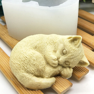 Moule à bougie en silicone 3D en forme de chat, styles de chatons mignons, pour la fabrication artisanale de bougies, de savons, d'aromathérapie, de gypse et de résine époxy - Product Image 4