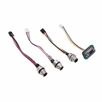 Soket Panel Mount Sudut Lurus Tahan Air IP67 Industri Kode A/B M8 dengan Bracket dan Kabel Bundar M8 2/3/4/5/6/8 Pin
