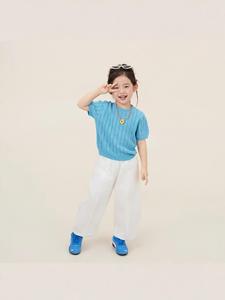 Nouvelles collections été 2026 : Hauts en maille ajourée à manches courtes style coréen pour petites filles - Product Image 5