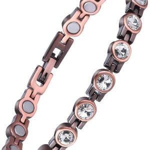 Unisex Magnetic Rhinestone <b>Bracelet</b> Zinc Alloy Bezel Setting Gift Jewelry Round Design Detachable <b>Bangle</b> Fashion Accessory - Product Image 5