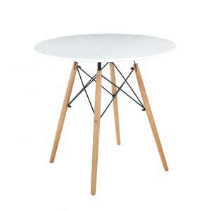 Mesa de Comedor Redonda Moderna de Madera MDF Blanca con Patas de Metal y Tubos Metálicos, Económica y Elegante, para Banquetes, Venta Caliente 2026 - Product Image 2