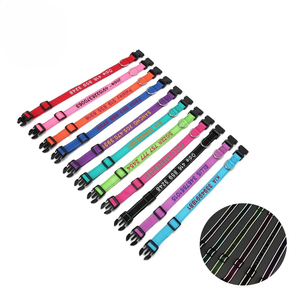 Kalung ID pribadi dengan nama hewan peliharaan dan nomor telepon menyesuaikan kain bordir poliester nilon kerah anjing - Product Image 3