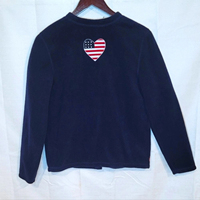 Vente en gros de tricots personnalisés Pull cardigan patchwork en laine polaire classique sur le thème des États-Unis avec tissu polaire